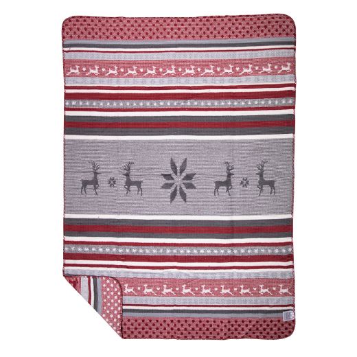 plaid herten rood grijs 130x180cm