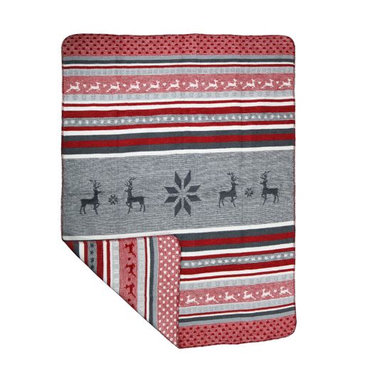 plaid herten rood grijs 130x180cm
