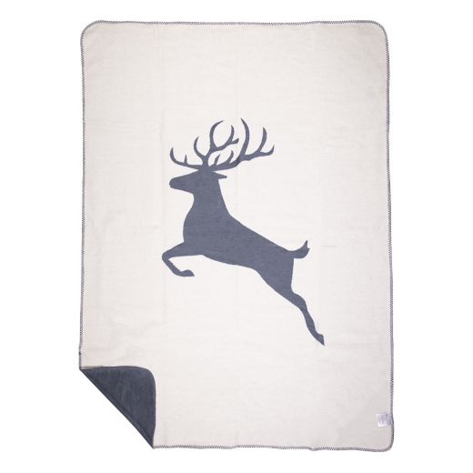 plaid jumping deer dark grey 130x180cm