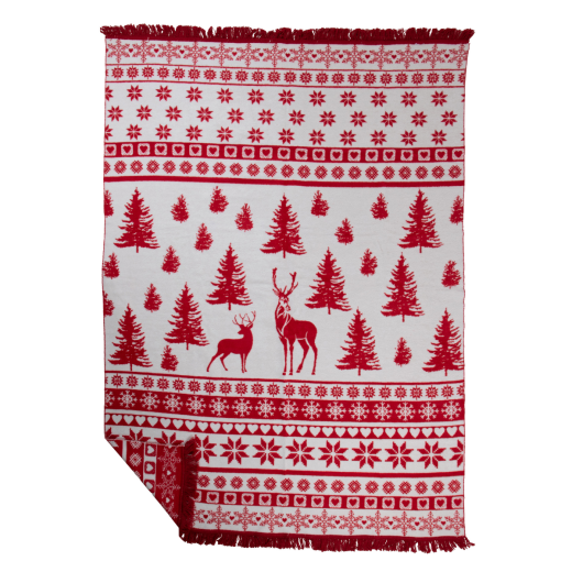 plaid nordique cerf rouge xl 150x200cm
