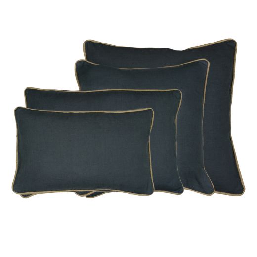 cushion dark grey with jute piping 45x45cm*