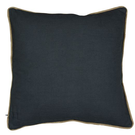 cushion dark grey with jute piping 55x55cm*