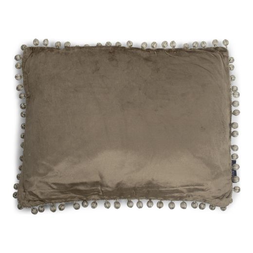 half kussen fluweel pom pom taupe 35x45cm