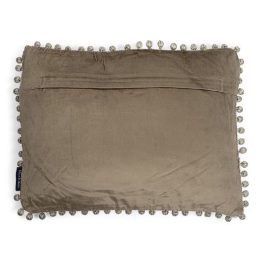 half kussen fluweel pom pom taupe 35x45cm