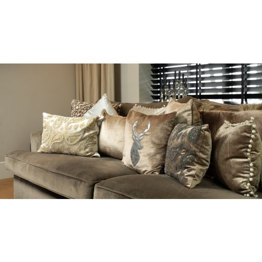 half kussen fluweel pom pom taupe 35x45cm