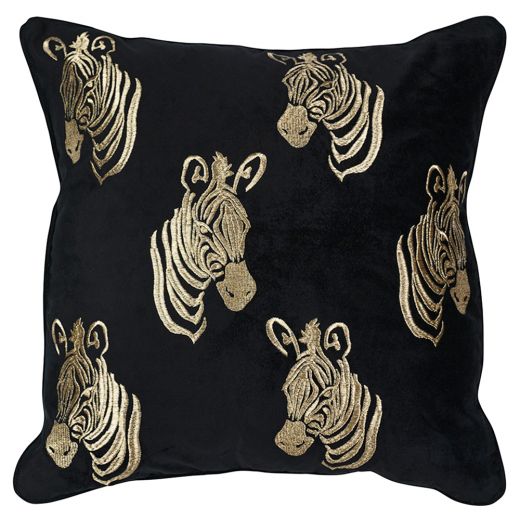 *kissen samt schwarz zebra 45x45cm*