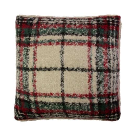Cushionboucle check Green 45x45cm