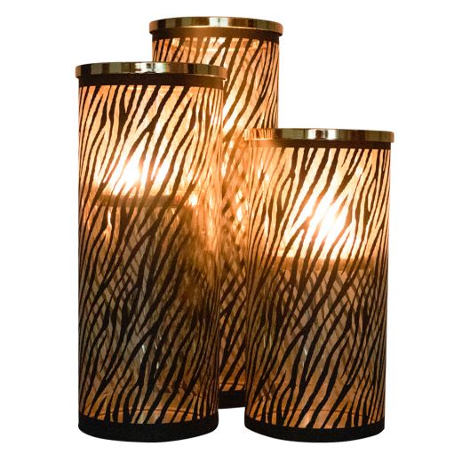 *windlicht zylinder gold zebra breit medium 30cm*