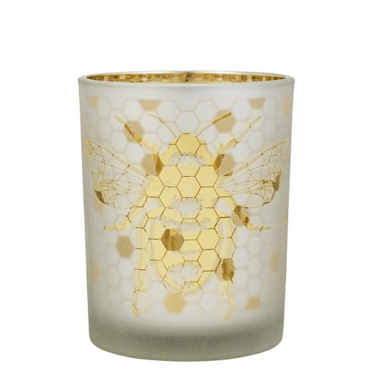 wind light glass bee gold medium 12cm