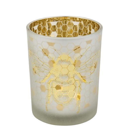 wind light glass bee gold medium 12cm