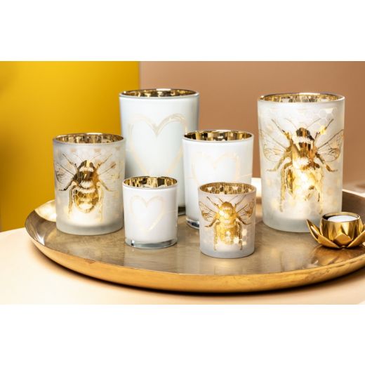 wind light glass bee gold medium 12cm