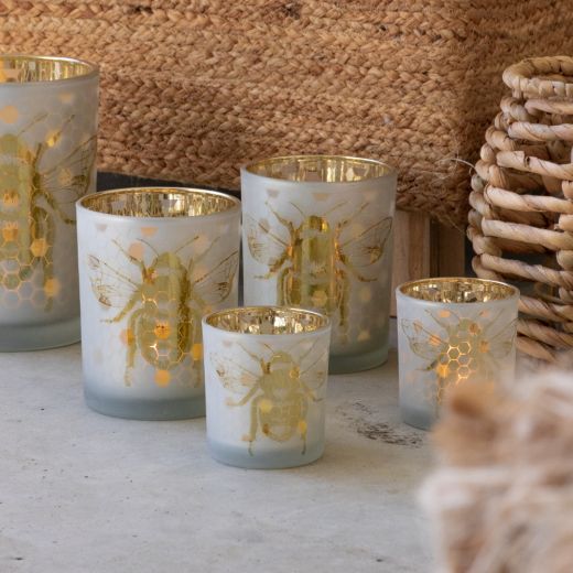 wind light glass bee gold small 8cm
