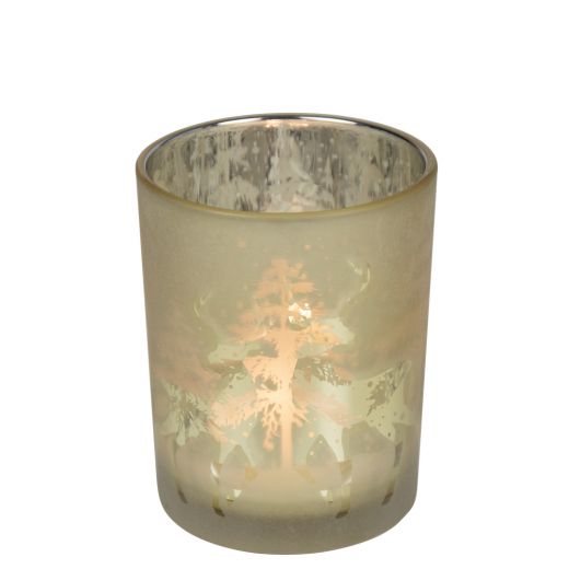 wind light glass dancing deer gold medium 12cm