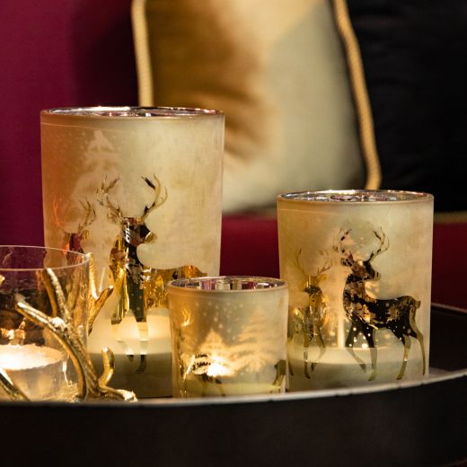 wind light glass dancing deer gold small 8cm