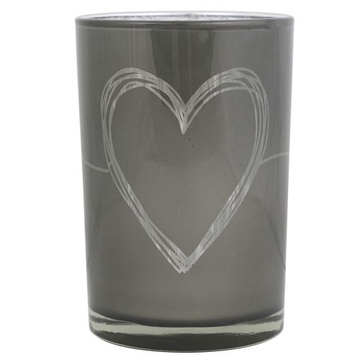 wind light glass heart grey large 18cm