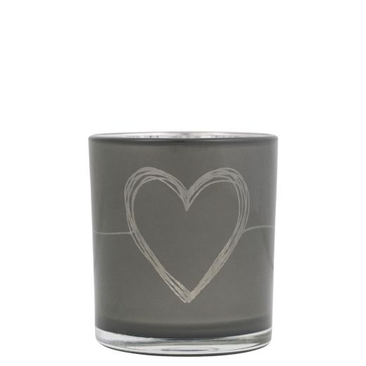 wind light glass heart grey small 8cm