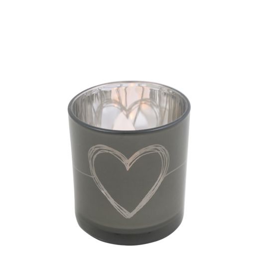 wind light glass heart grey small 8cm
