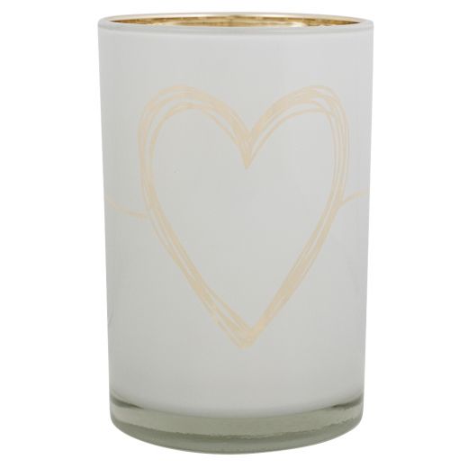 wind light glass heart white large 18cm