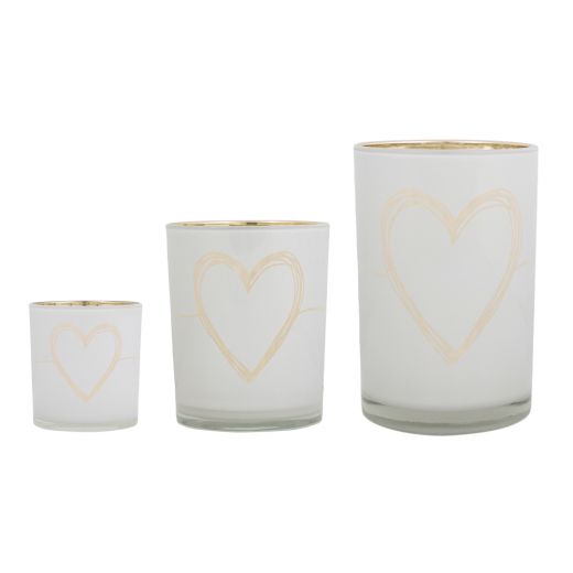 wind light glass heart white large 18cm