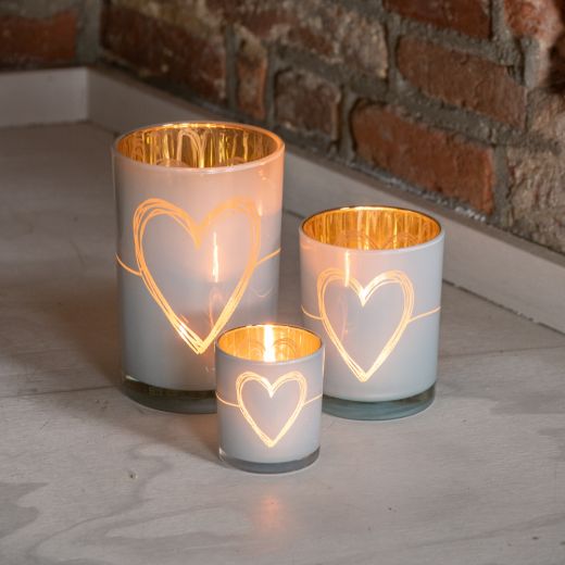 wind light glass heart white large 18cm
