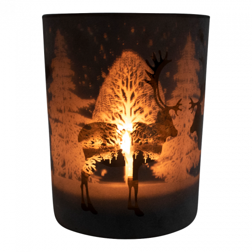 wind light glass reindeer bronze large 18cm