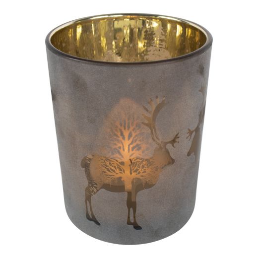 wind light glass reindeer bronze large 18cm