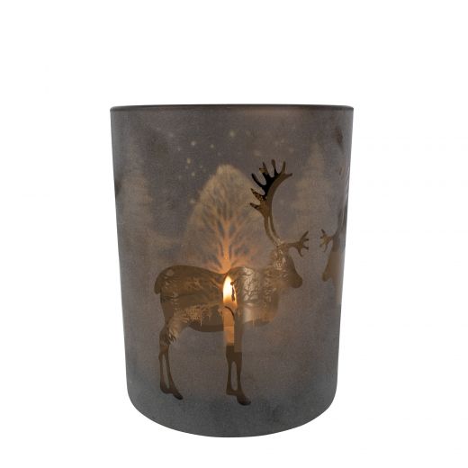 wind light glass reindeer bronze medium 12cm