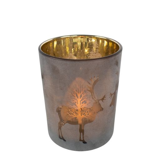 Theelichthouder rentier bronze medium 12cm