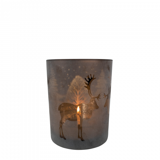 wind light glass reindeer bronze small 8cm