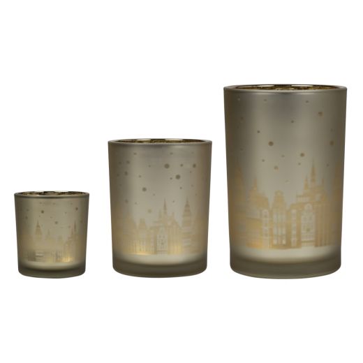 wind light glass houses gold small 8cm