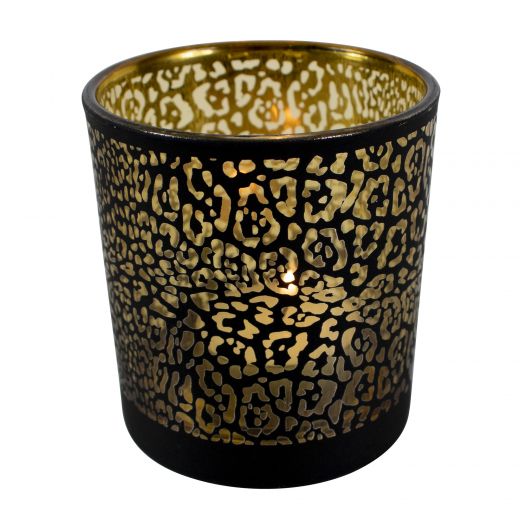 wind light glass jaguar pattern matt black large 18cm