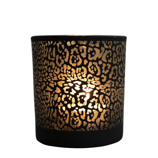 wind light glass jaguar pattern matt black medium 12cm