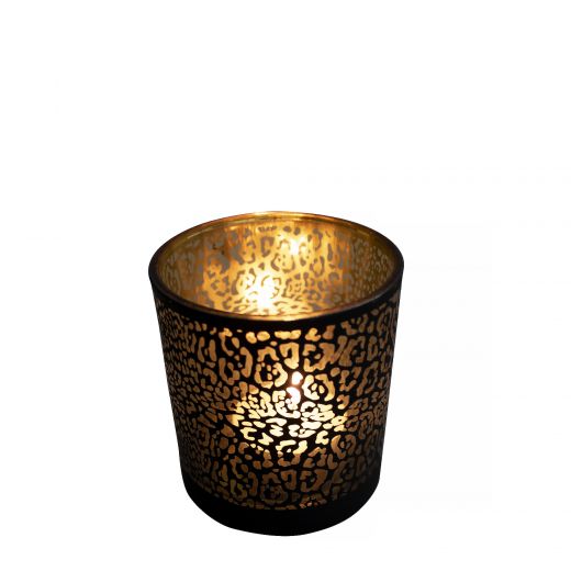 wind light glass jaguar pattern matt black small 8cm