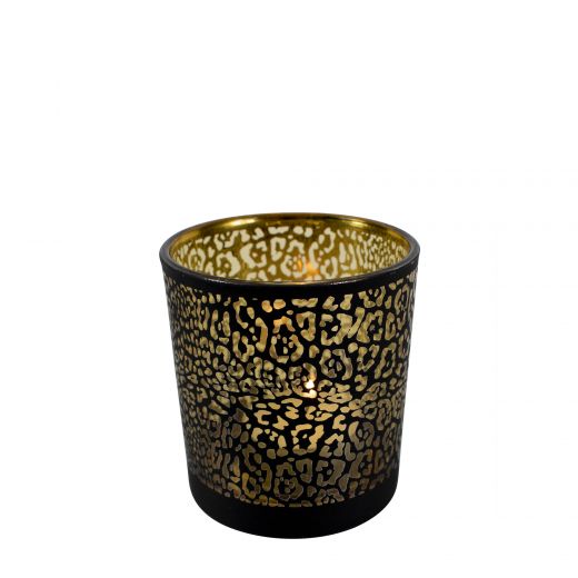 wind light glass jaguar pattern matt black small 8cm