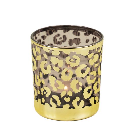 *windlicht glass leoparden muster gold small 8cm*