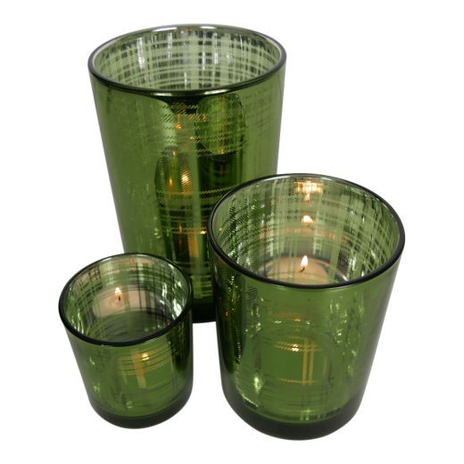 wind light glass check green small 8cm*