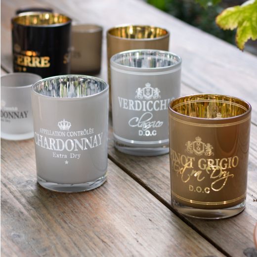 windlicht wijn pinot grigio taupe medium 12cm