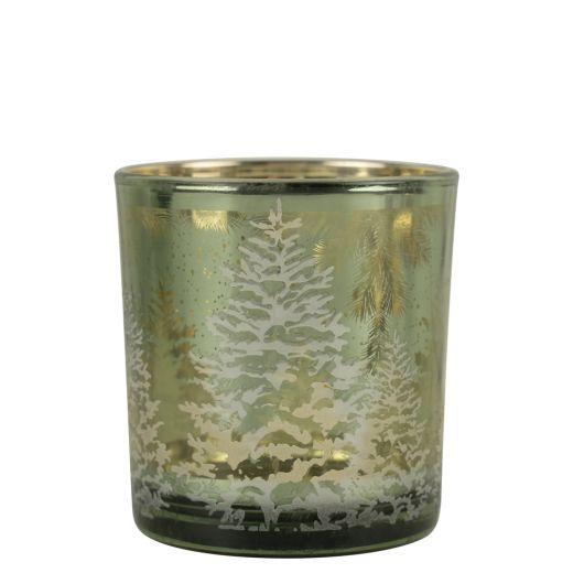 photophore en verre sapin vert petit 8cm