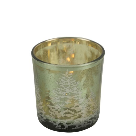 photophore en verre sapin vert petit 8cm