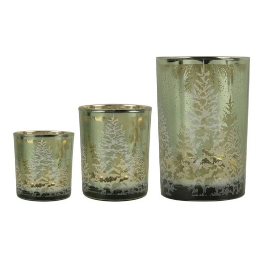 photophore en verre sapin vert petit 8cm