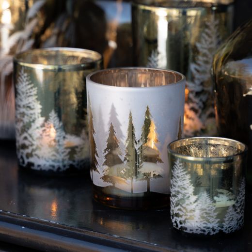 photophore en verre sapin vert petit 8cm