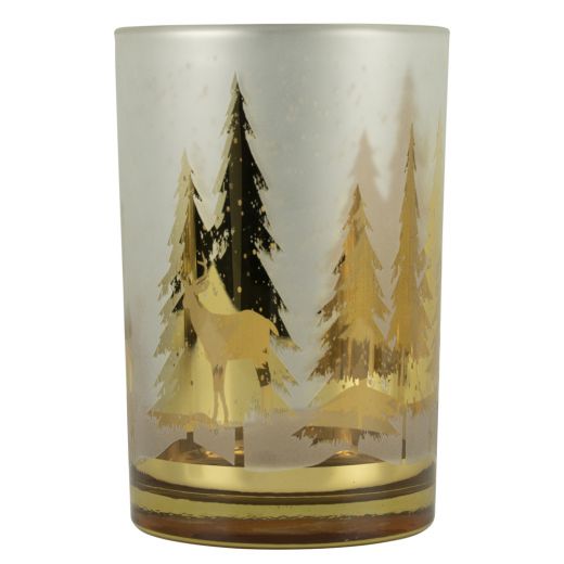 wind light glass deer tree gold large 18cm