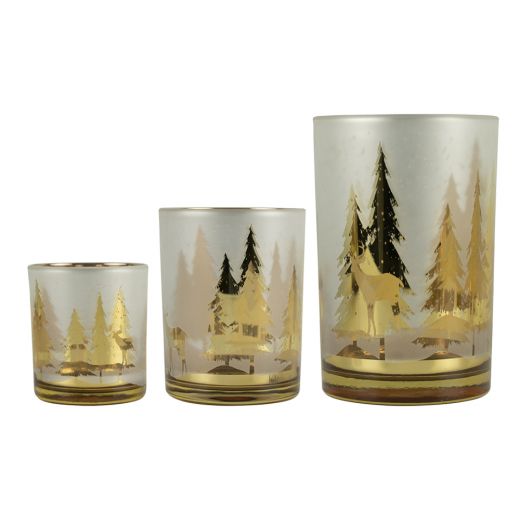 wind light glass deer tree gold large 18cm