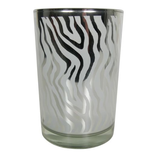 photophore en verre abstrait d'argent large 18cm*