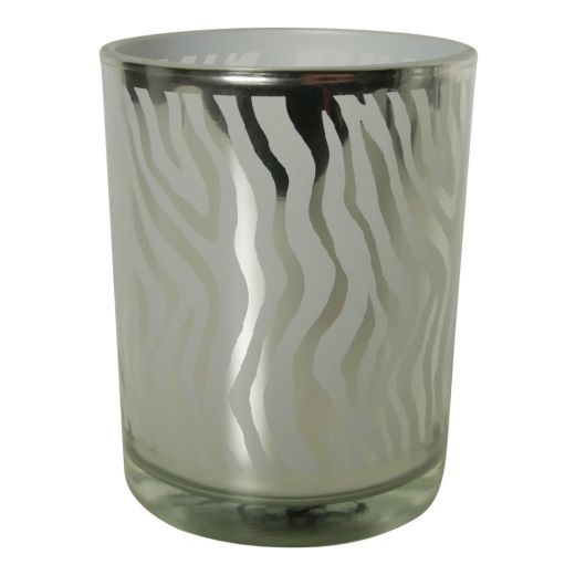 photophore en verre abstrait d'argent medium 12cm*