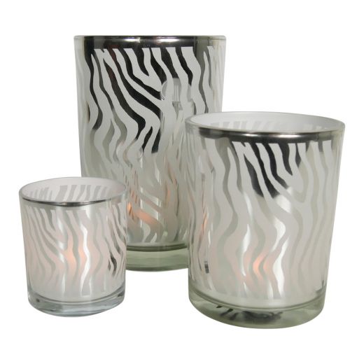 photophore en verre abstrait d'argent medium 12cm*