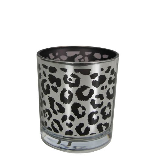 photophore en verre léopard d'argent small 8cm*