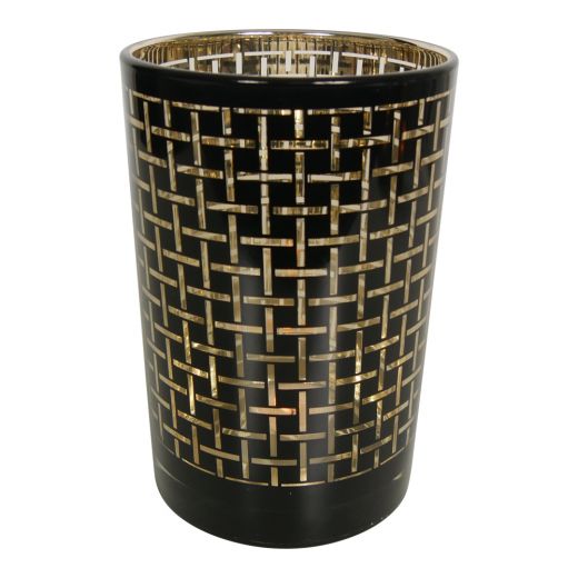 photophore en verre cubes noirs large 18cm*