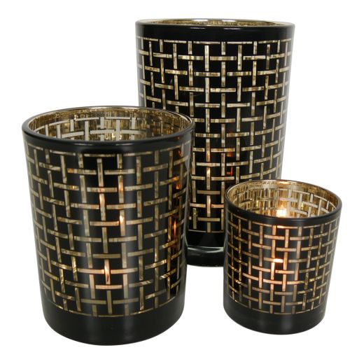photophore en verre cubes noirs large 18cm*