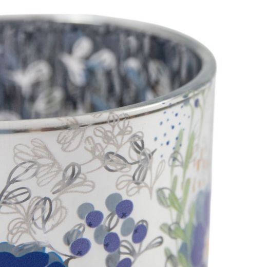 Photophore bleu flowers large 18cm